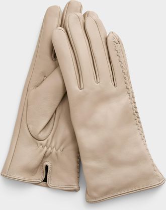 Simons Womens Side braid leather gloves