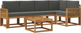 vidaXL Conjunto De Sof&aacute;s De Exterior 6 Uds. Natural Y Antracita Vidaxl