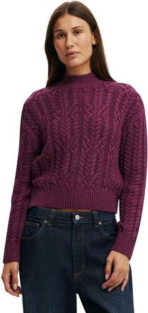 Cotton On Womens Boxy Mock Neck Knit Sweater in Fig Noir at Nordstrom, Size Xx-Small