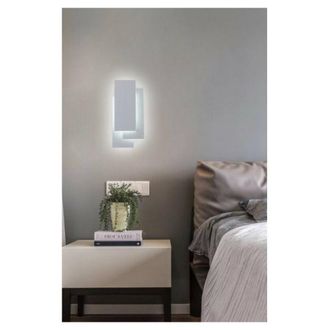 Trade Shop Trade Shop Traesio - Trade Shop - Applique Led Rettangolo Comodino Abat Jour 12 W Luce Fredda Calda Naturale E41