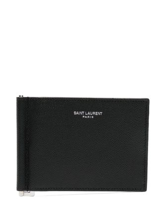 Saint Laurent Portemonnee met clip - Zwart