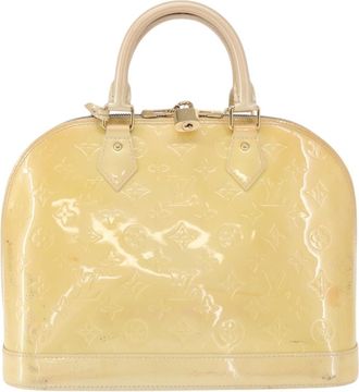 Louis Vuitton Alma Handbag Monogram Vernis Beige Patent_Leather Handbag (Pre-Owned)