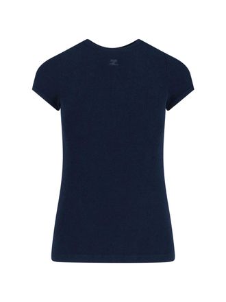Courr&egrave;ges Tone-on-Tone Logo T-Shirt - Navy Blue