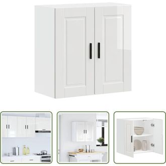 vidaXL vidaXL Armadio in truciolato - Pensile da Cucina Porto Bianco Lucido in Legno Multistrato