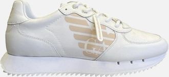 Emporio Armani Womens Black & White Vintage Sneaker - White / Pink - Size: 5