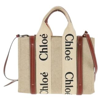 Chlo&eacute; Pre-owned Tote Bags, female, Beige, Size: ONE SIZE Pre-owned Woody convertible tote