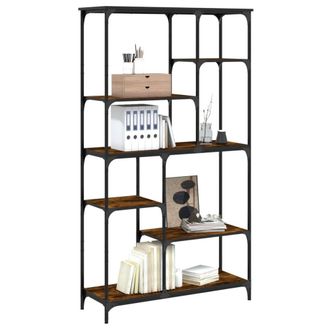 Berkfield Home Decorative Bookshelf Smoked Oak 99x35.5x176 cm Engineered Wood an in Brown