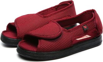 Generic Unisex Diabetic Sandals Extra Wide Fit For Swollen Feet Summer Shoes Orthopedic Breathable Open Toe Soft Comfort Slippers Outdoor (Burgundy, Adult, Wo