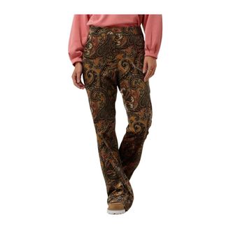 Summum Broeken, Dames, Veelkleurig, S, Paisley Velvet Flared Broek