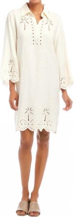 Karen Kane Flare Sleeve Cutout Embroidered Shirtdress In Cream