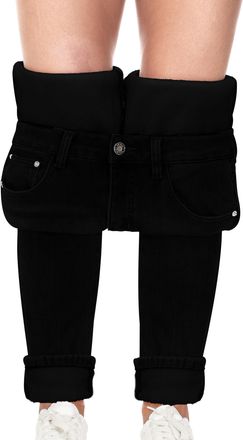 Fengbay Womens Fleece Lined Jeans Thermal Winter Warm Skinny Stretch Denim Leggings Mid Rise Butt Lifting Pants