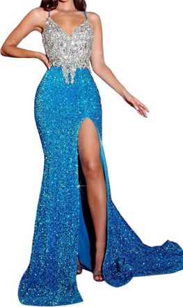 Portia & Scarlett Shimmering Two Tone Dress In Blue Silver