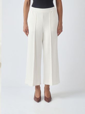 Meimeij Pantaloni cropped in cr&ecirc;pe a gamba larga con vita alta