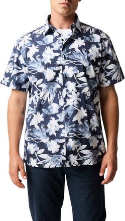 Rodd & Gunn Windstock Floral Short Sleeve Cotton Button-Up Shirt in Ink at Nordstrom, Size Xxx-Large