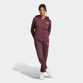 adidas Trainingsanzug ADIDAS SPORTSWEAR W LINEAR TS, Damen, Gr. XS, rot (aurora ruby), Obermaterial: 100% Polyester, Sportanz&uuml;ge Trainingsanzug, zweiteiliges
