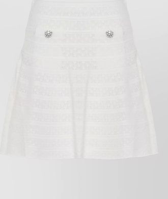 Self Portrait lace a line high waisted cotton skirt
