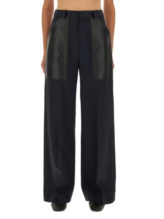 Bottega Veneta Wool-Cotton Blend Trousers - Blue