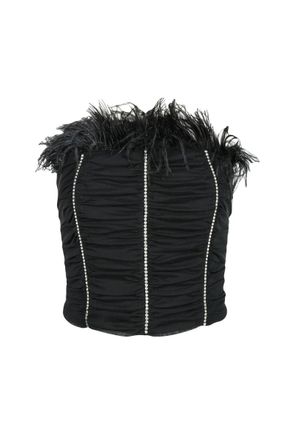 Patrizia Pepe Tulle Bustier Top - Black