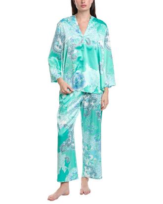 Natori 2pc Flourish Printed Satin Pajama Pant Set
