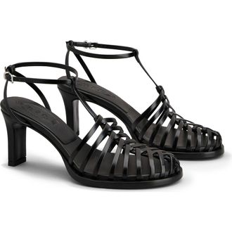 Tod's T-Strap Cage Sandal in Nero at Nordstrom, Size 7Us