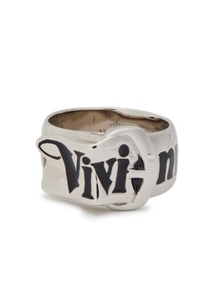 Vivienne Westwood Belt Logo-enamelled Sterling Silver Ring - Xxl