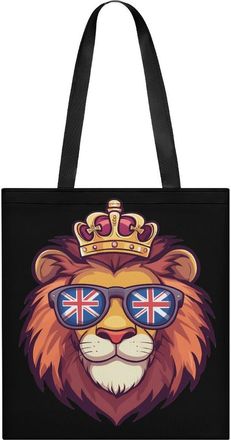 Generic UK Flag British Liones Glasses Tote Bag for Women Men Shoulder Bags Purses Pouch Handbags