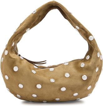 Khaite Olivia Medium Studded Suede top Handle bag - Sand - One Size