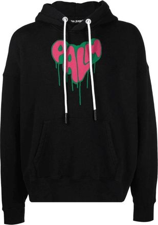 Palm Angels Spray Heart Design zwarte hoodie