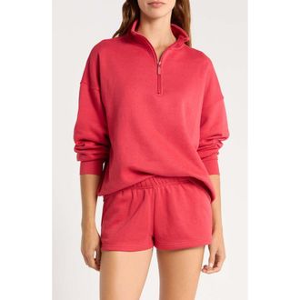 Florence By Mills Cozy Crush Half-Zip Cotton Blend Sweatshirt in Lucky Red at Nordstrom, Size Xx-Small