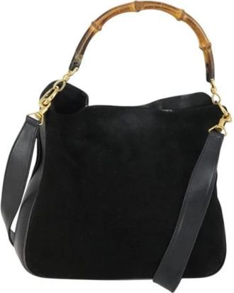 Gucci Pre-owned Shoulder Bags, female, Black, Size: ONE SIZE Pre-owned Suede Shoulder Bag