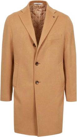Tagliatore Middellange enkelrijige jas - Heren - Mantel - Beige - S - Wol - Jassen