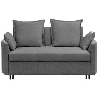 Beliani Sof&aacute; Cama 2 Plazas Gris Funci&oacute;n De Dormir Reposabrazos Perfilados Hovin