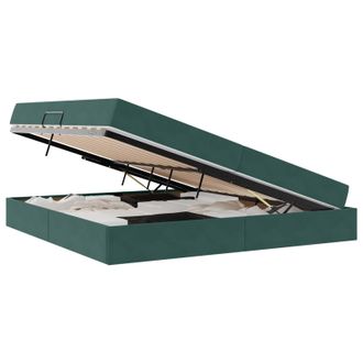vidaXL Cama Con Almacenamiento Y Colch&oacute;n Verde Oscuro 200 X 200 Cm Vidaxl