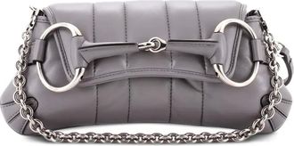 Gucci Horsebit Chain Vertical gewatteerde kleine leren schoudertas - Grijs