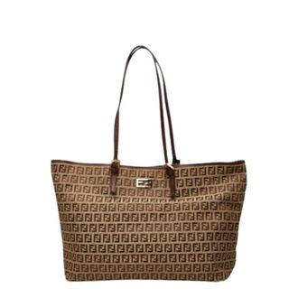 Fendi Pre-owned Tote Bags, female, Brown, Size: ONE SIZE Pre-owned Canvas Tote Bag