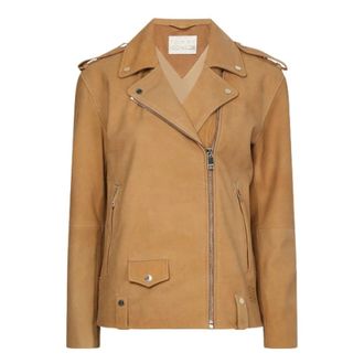 Tommy Hilfiger Lichtbruin Su&egrave;de Bikerjack - Dames - Zomerjassen - Beige - L - Su&egrave;de - Jassen