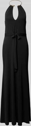 Rinascimento Rinascimento Abendkleid mit Neckholder in Ring-Optik in Black, Gr&ouml;&szlig;e XL