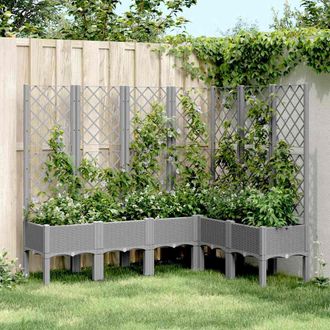 vidaXL Jardinera Con Enrejado Pp Gris Claro 160x120x142 Cm Vidaxl