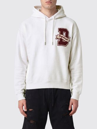 Dsquared2 Felpa con cappuccio in cotone con logo a contrasto e coulisse