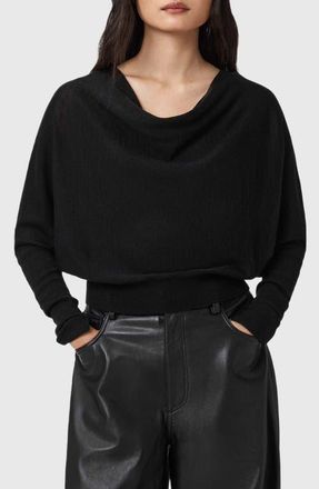 AllSaints Ridley Dolman Sleeve Crop Sweater in Black at Nordstrom, Size Medium