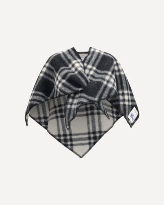 Burberry Poncho corto in lana con motivo Check Woman UNI