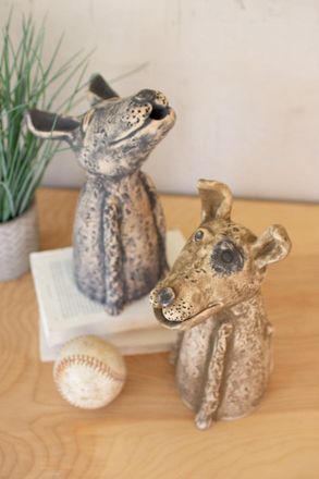 Kalalou Set Of Two Clay Singing Dogs