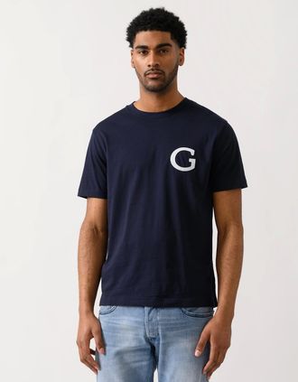 GANT Mens GANT Mens Short Sleeve G-Badge T-Shirt - 433 Evening Blue - Navy - Size: 40