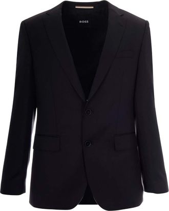 HUGO BOSS Black Solid Notched Lapel Jacket