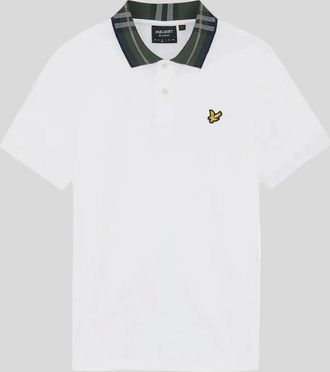 Lyle & Scott Mens Lyle & Scott Tartan Collar Polo Shirt - White - Size: 42