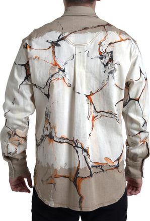 Dolce & Gabbana Multicolor Cotton Collared Denim Mens Shirt