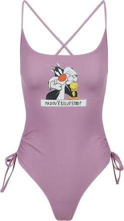 Iceberg Paars pak met Looney Tunes-print op de borst - Dames - Badpakken - Paars - S - Badmode