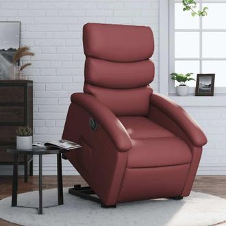 vidaXL Vidaxl - Sill&oacute;n Elevable El&eacute;ctrico Cuero Artificial Rojo Tinto