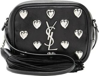 Saint Laurent Black Leather Heart Studded Monogram Blogger Bag (Authentic Pre- Loved)