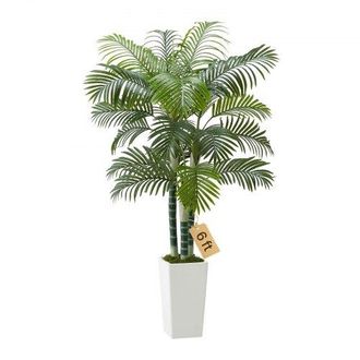 OEM Palmera Areca Artificial Tropical De Imitaci&oacute;n Con Maceta Alta Blanca, Para Decoraci&oacute;n De Hogar, Oficina, Sala De Estar, Inauguraci&oacute;n De Casa, Interio